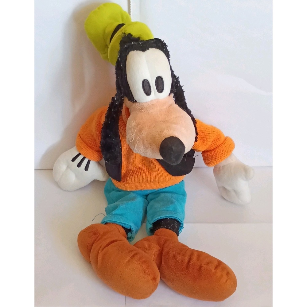 Disney Goofy Plush Stuffed Animal Medium Orange Shirt Blue Pants 14-24 in